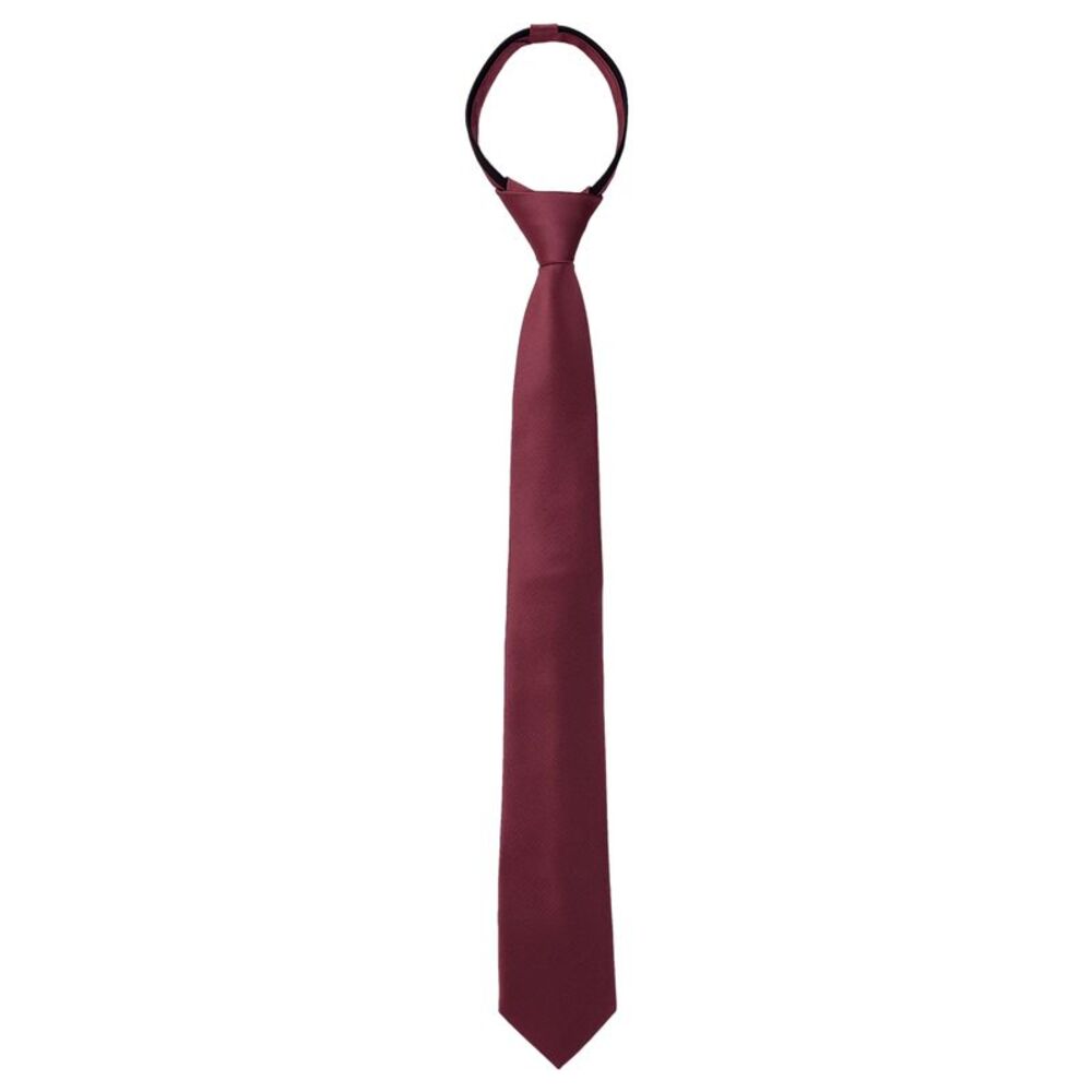 Men's Skinny Pretied Zipper Ties Adjustable Wedding Groom Tie Wine red